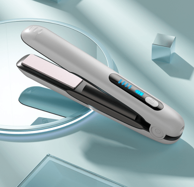 Wireless Hair Straightener Flat Iron Mini 2 IN 1 Roller USB 5000mAh Max 200 Degree Portable Cordless Curler 4 Levels Dry And Wet Uses - Mubimart