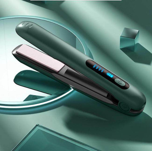 Wireless Hair Straightener Flat Iron Mini 2 IN 1 Roller USB 5000mAh Max 200 Degree Portable Cordless Curler 4 Levels Dry And Wet Uses - Mubimart