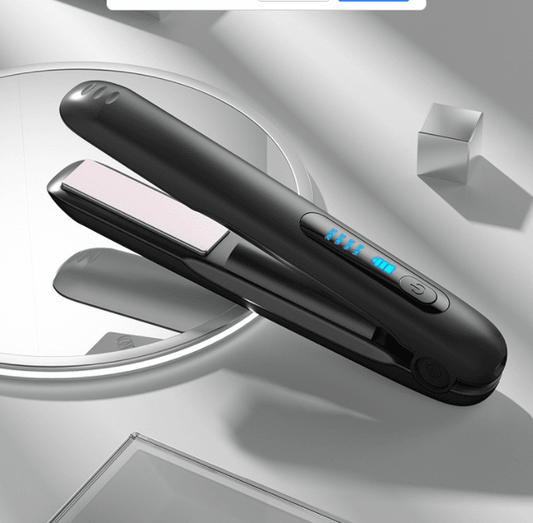 Wireless Hair Straightener Flat Iron Mini 2 IN 1 Roller USB 5000mAh Max 200 Degree Portable Cordless Curler 4 Levels Dry And Wet Uses - Mubimart