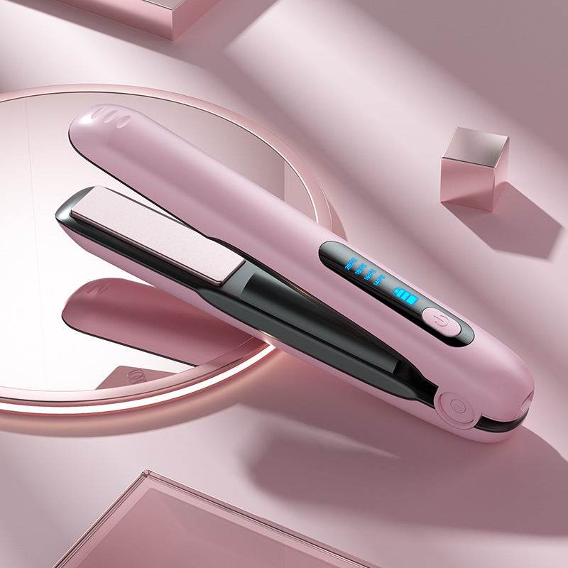 Wireless Hair Straightener Flat Iron Mini 2 IN 1 Roller USB 5000mAh Max 200 Degree Portable Cordless Curler 4 Levels Dry And Wet Uses - Mubimart