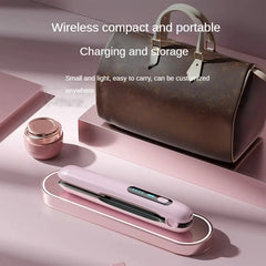 Wireless Hair Straightener Flat Iron Mini 2 IN 1 Roller USB 5000mAh Max 200 Degree Portable Cordless Curler 4 Levels Dry And Wet Uses - Mubimart -  