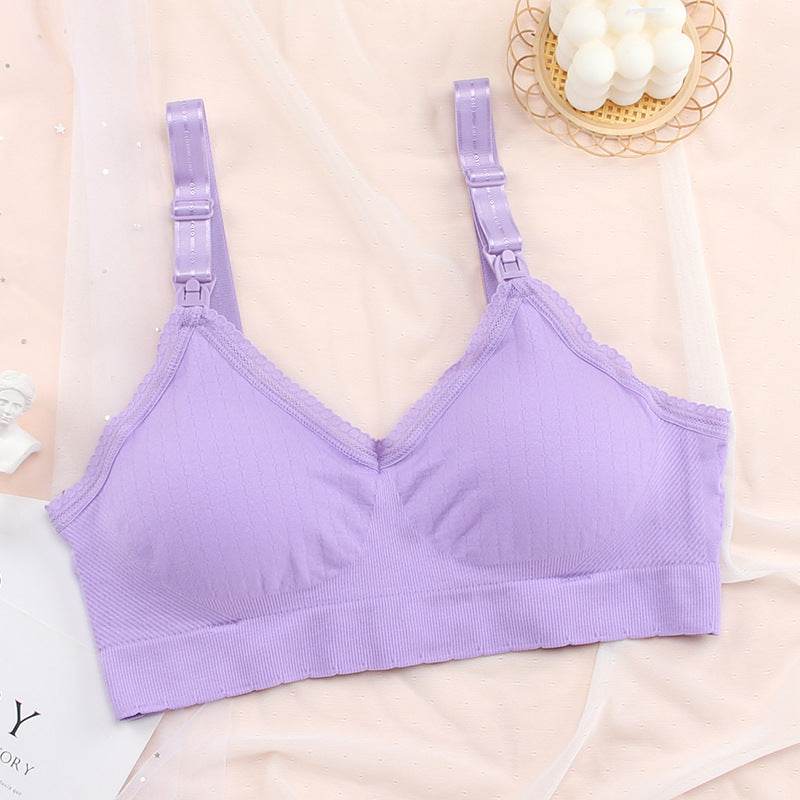 Wireless Maternity Nursing Underwear Front Buckle Bra - Mubimart