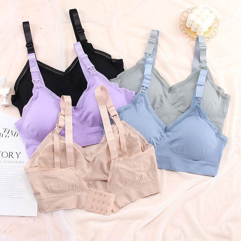 Wireless Maternity Nursing Underwear Front Buckle Bra - Mubimart