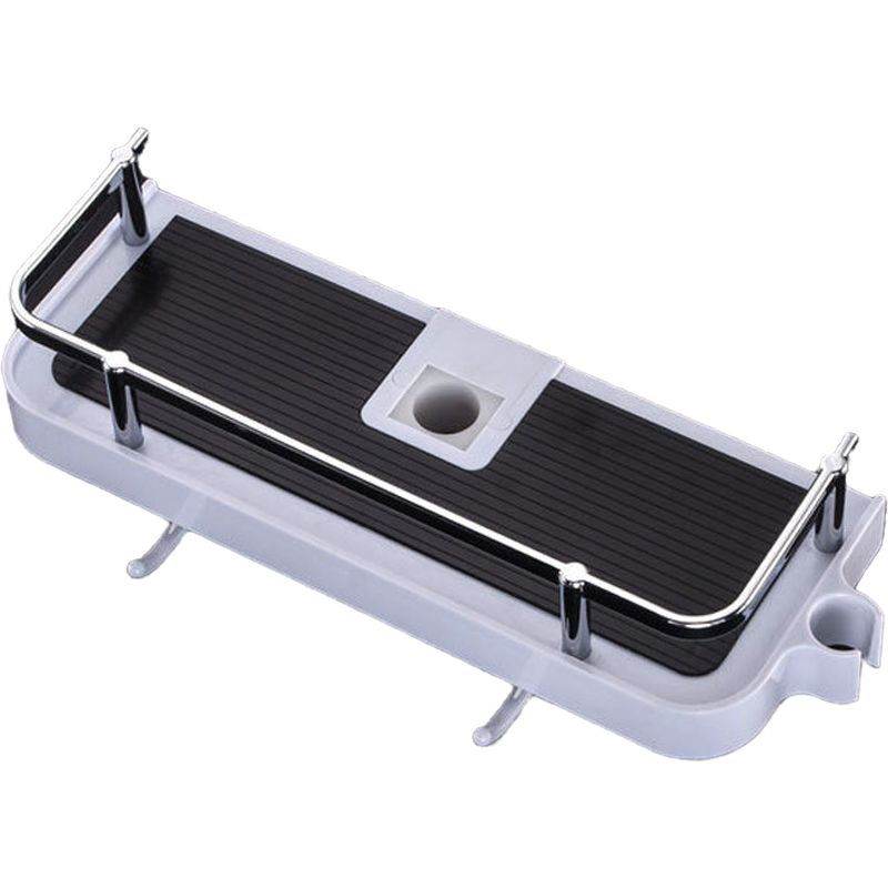 Without Punching Commodity Shelf Shower Rod Racks Bathroom Lift Rod Bracket Tray Punch-Free Toilet Shower Storage Hanging Basket - Mubimart