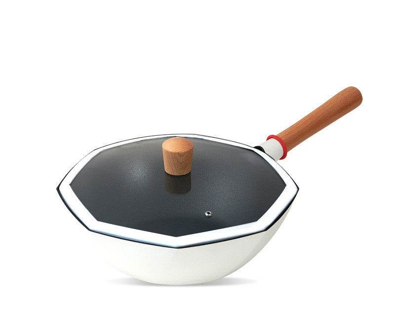 Wok Cooking Pot Household Maifan Stone Non-stick Frying Pan Without Oil Smoke Gas and Induction Cooker Cookware - Mubimart