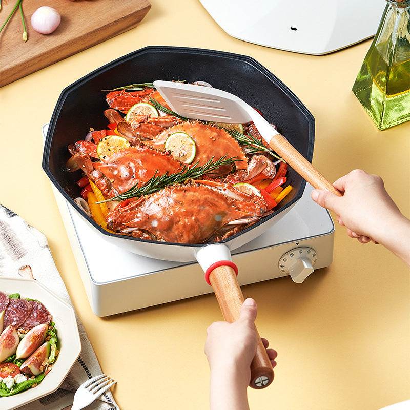 Wok Cooking Pot Household Maifan Stone Non-stick Frying Pan Without Oil Smoke Gas and Induction Cooker Cookware - Mubimart