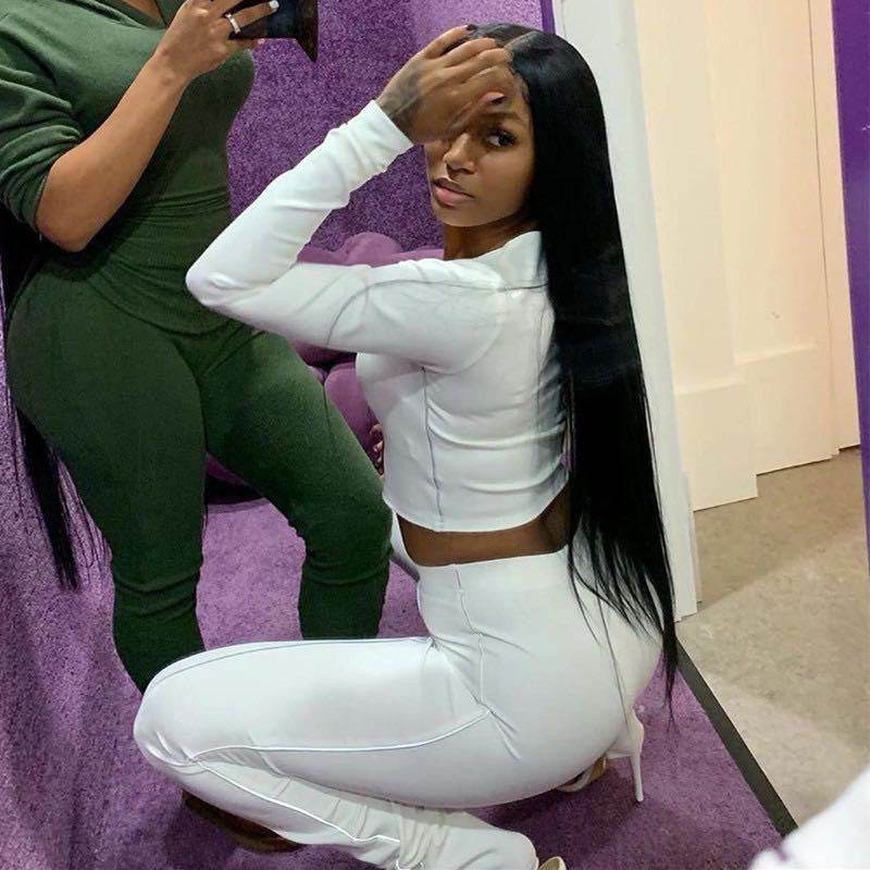 Women 2 Piece Set Outfit Long Sleeve Cro - Mubimart