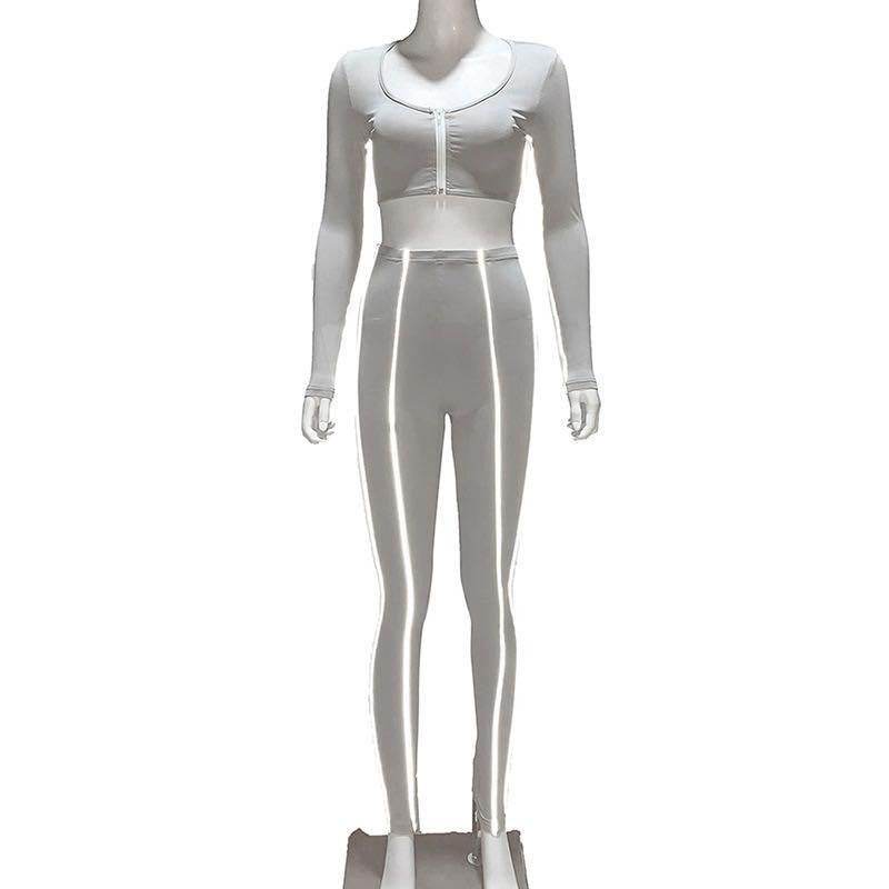 Women 2 Piece Set Outfit Long Sleeve Cro - Mubimart