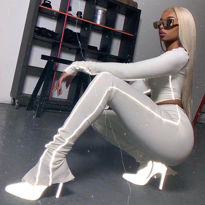 Women 2 Piece Set Outfit Long Sleeve Cro - Mubimart