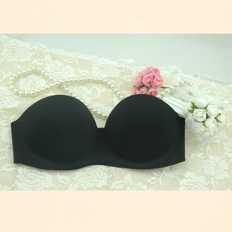 Women Front Closure Silicone Self-Adhesive Half Cup Wire Free Backless Strapless Seamless Push Up Bra For Female Intimates - Mubimart -  