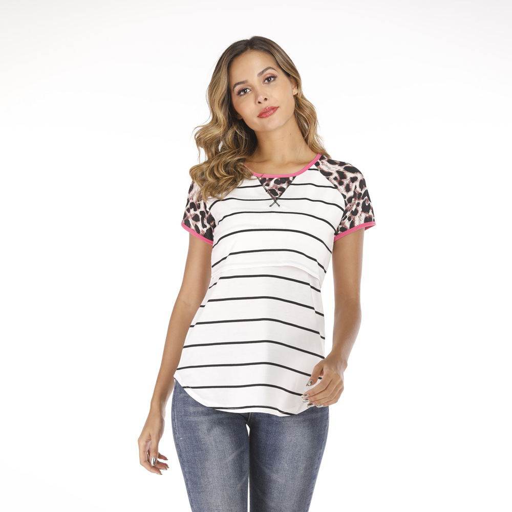 Women Maternity Breastfeeding Tops Short Sleeve - Mubimart