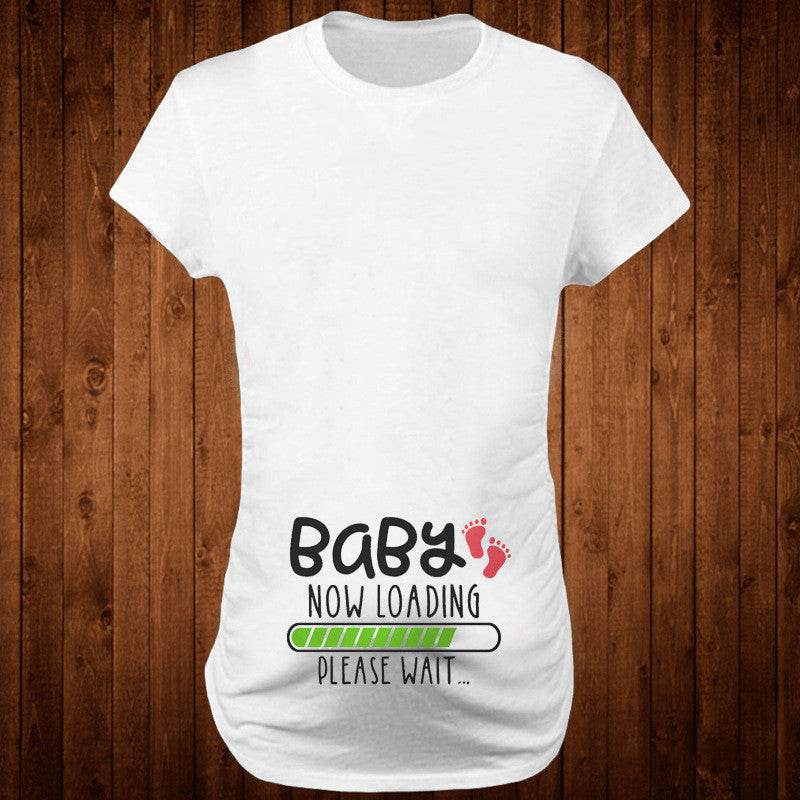 Women T-Shirts Slim Maternity Funny Letter Tops O-Neck Pregnancy Women - Mubimart