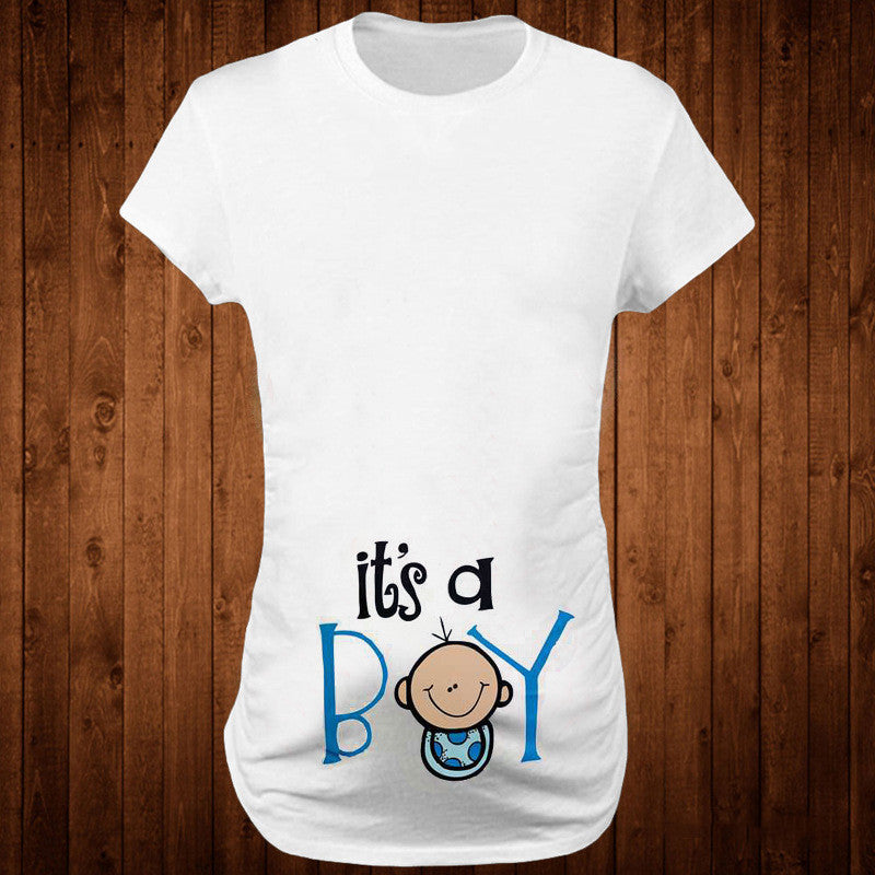 Women T-Shirts Slim Maternity Funny Letter Tops O-Neck Pregnancy Women - Mubimart -  