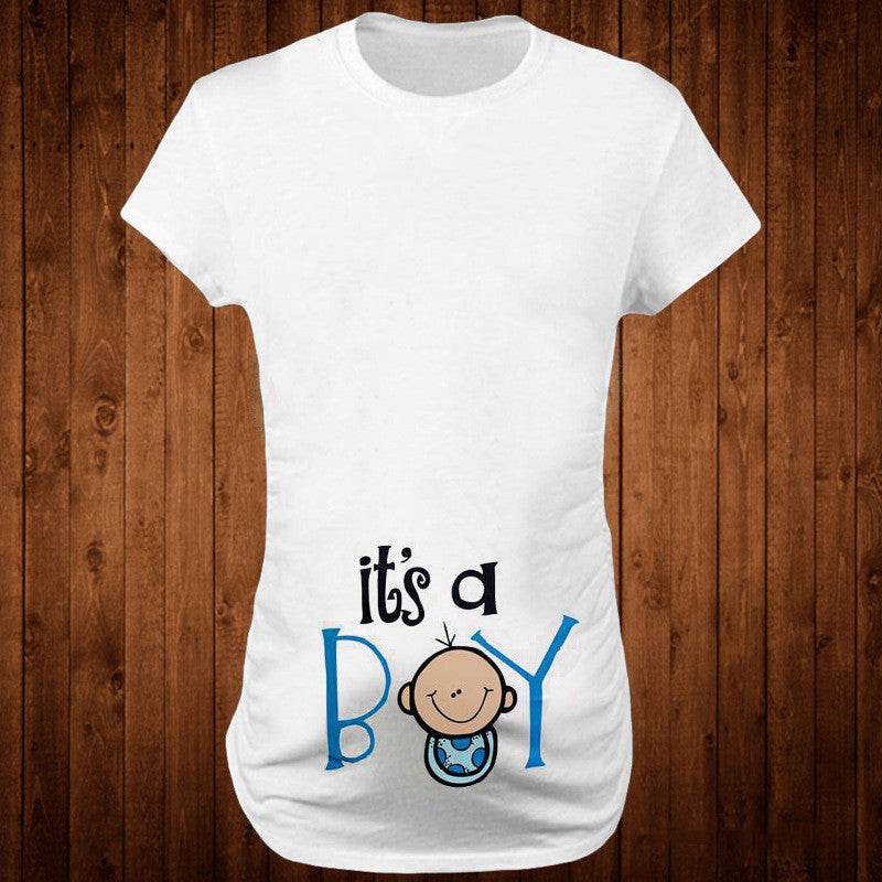 Women T-Shirts Slim Maternity Funny Letter Tops O-Neck Pregnancy Women - Mubimart