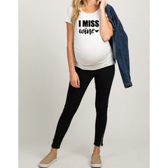 Women T-Shirts Slim Maternity Funny Letter Tops O-Neck Pregnancy Women - Mubimart -  