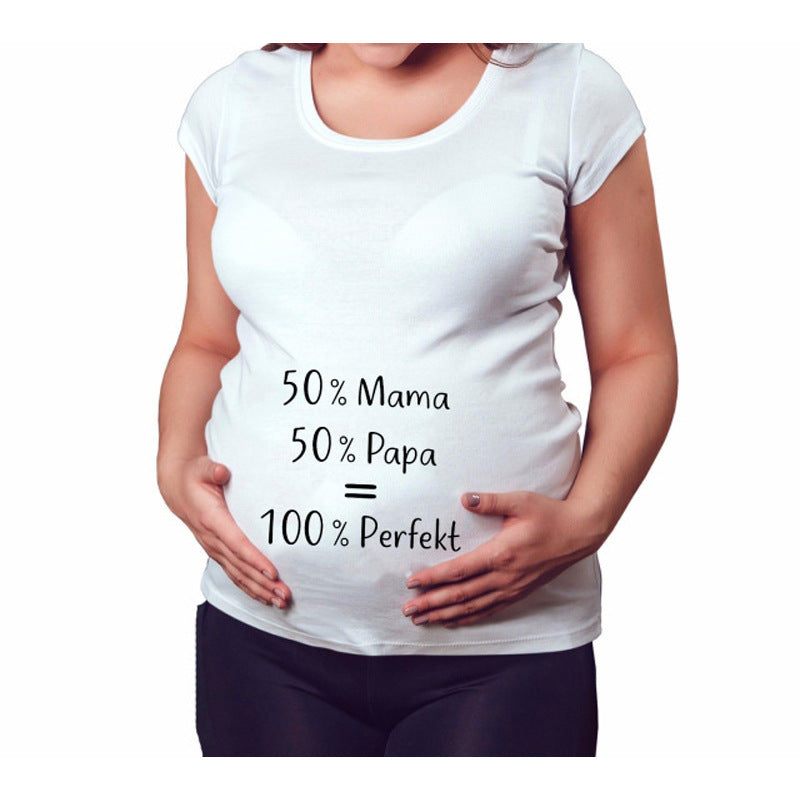 Women T-Shirts Slim Maternity Funny Letter Tops O-Neck Pregnancy Women - Mubimart -  