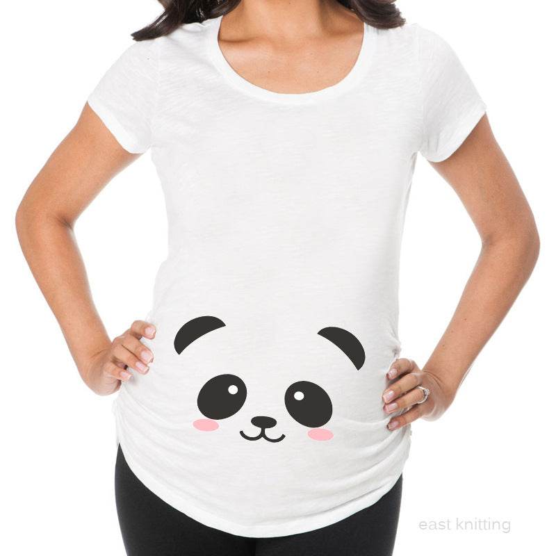 Women T-Shirts Slim Maternity Funny Letter Tops O-Neck Pregnancy Women - Mubimart