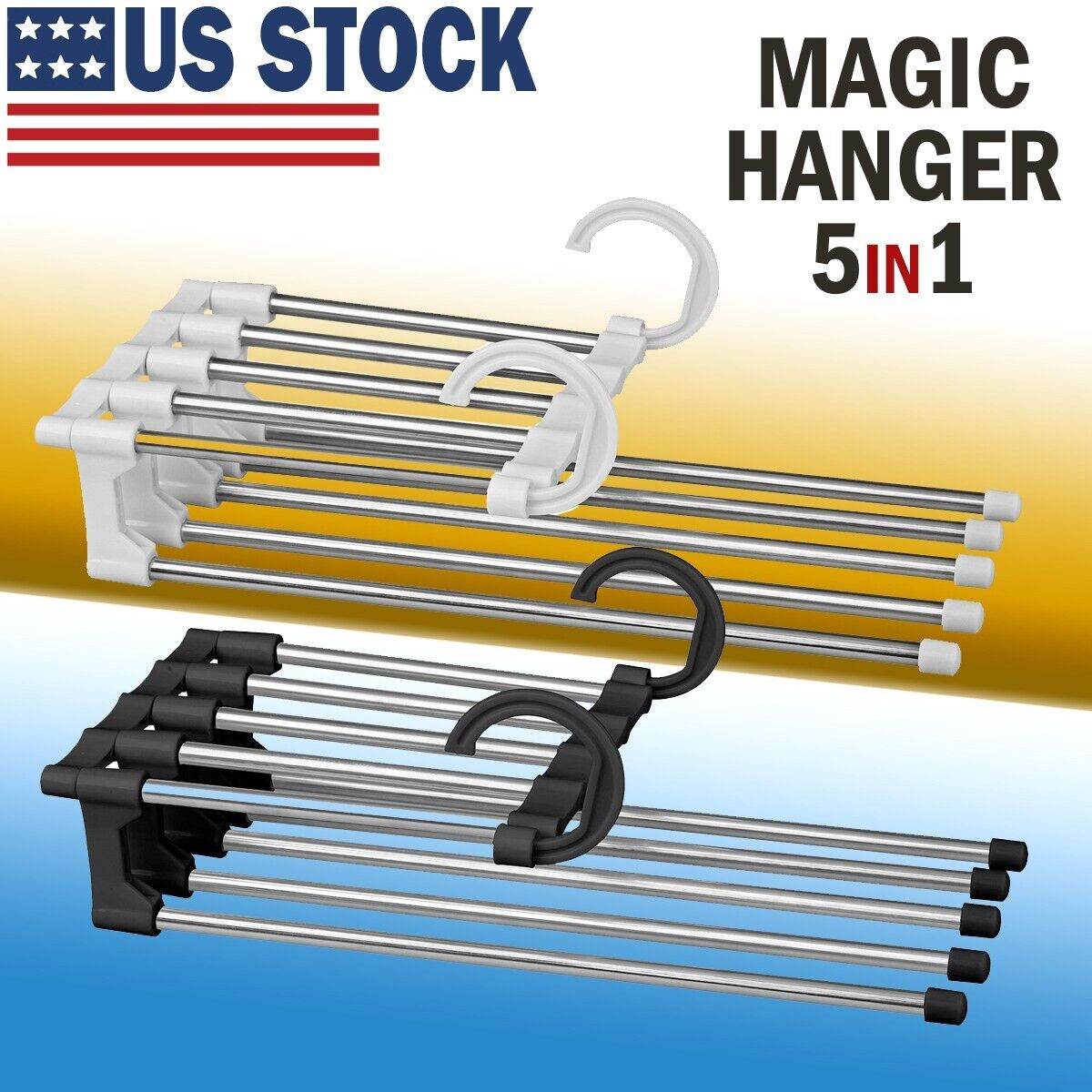 Wonder Metal Magic Hanger Pants Clothes Rack Hooks Space Saver Closet Organizers - Mubimart
