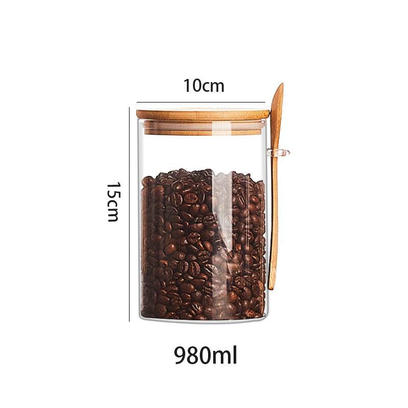 Wood Spoon Glass Storage Tank Set Food Storage - Mubimart