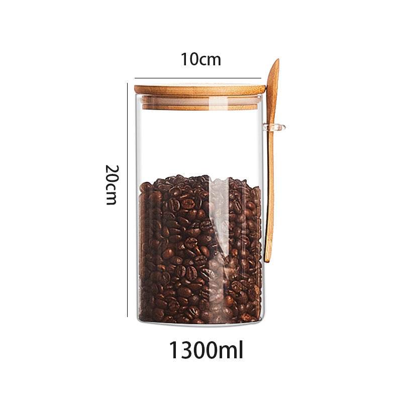 Wood Spoon Glass Storage Tank Set Food Storage - Mubimart