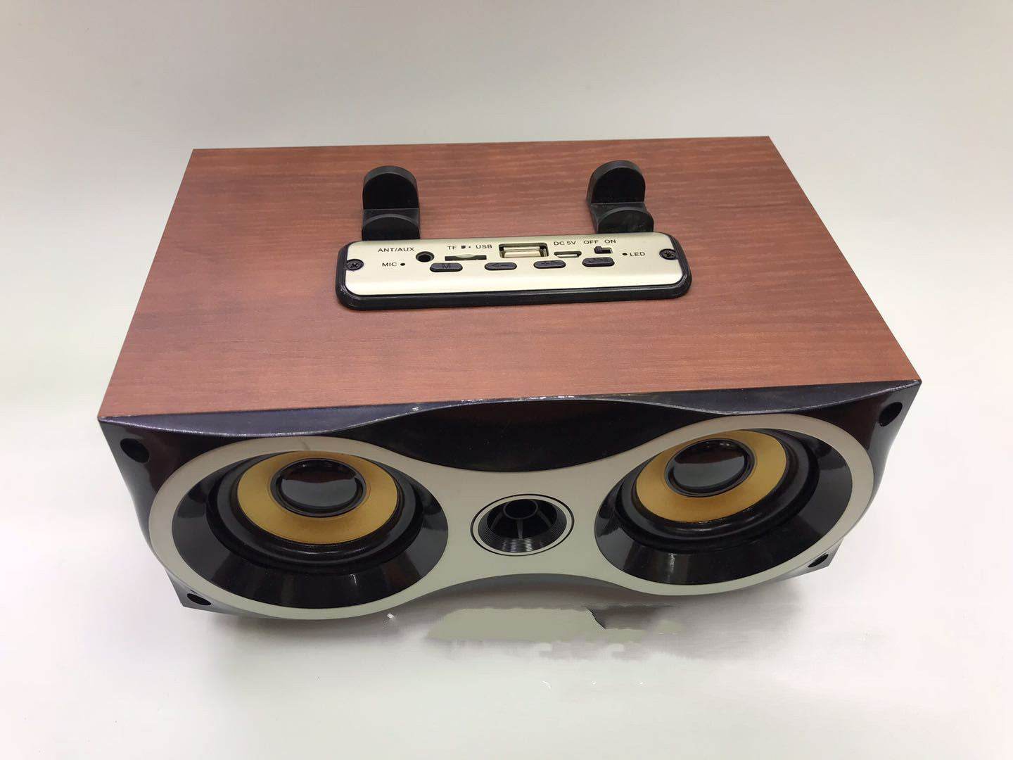 Wooden Bluetooth Subwoofer Audio Dual Speakers Retro Speaker Card - Mubimart