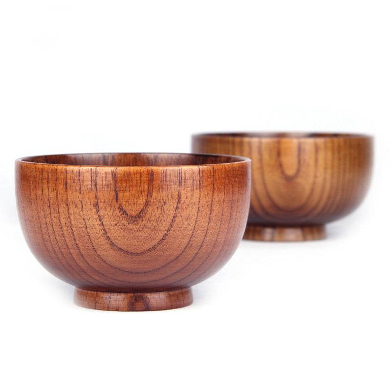 Wooden Bowl Japanese Style Wood Rice Soup Bowl Salad Bowl Food Container Large Small Bowl for Kids Tableware Wooden Utensils - Mubimart