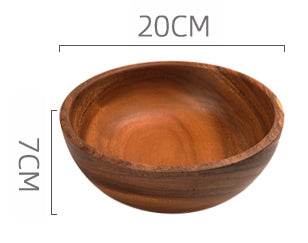Wooden Bowl Large Solid Wood Without Lacquer Thickening Adult Acacia Wooden Bowl Set Home Adult Creative Fall-resistant Fruit Bowl - Mubimart