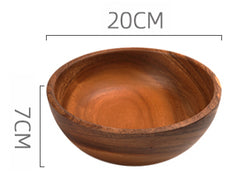 Wooden Bowl Large Solid Wood Without Lacquer Thickening Adult Acacia Wooden Bowl Set Home Adult Creative Fall-resistant Fruit Bowl - Mubimart -  