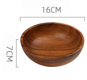 Wooden Bowl Large Solid Wood Without Lacquer Thickening Adult Acacia Wooden Bowl Set Home Adult Creative Fall-resistant Fruit Bowl - Mubimart -  