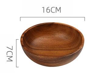 Wooden Bowl Large Solid Wood Without Lacquer Thickening Adult Acacia Wooden Bowl Set Home Adult Creative Fall-resistant Fruit Bowl - Mubimart