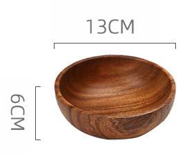 Wooden Bowl Large Solid Wood Without Lacquer Thickening Adult Acacia Wooden Bowl Set Home Adult Creative Fall-resistant Fruit Bowl - Mubimart