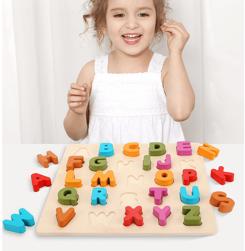 Wooden Colorful Digital Letters Cognitive Learning Toys - Mubimart