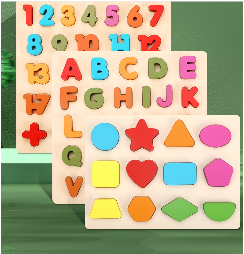 Wooden Colorful Digital Letters Cognitive Learning Toys - Mubimart -  