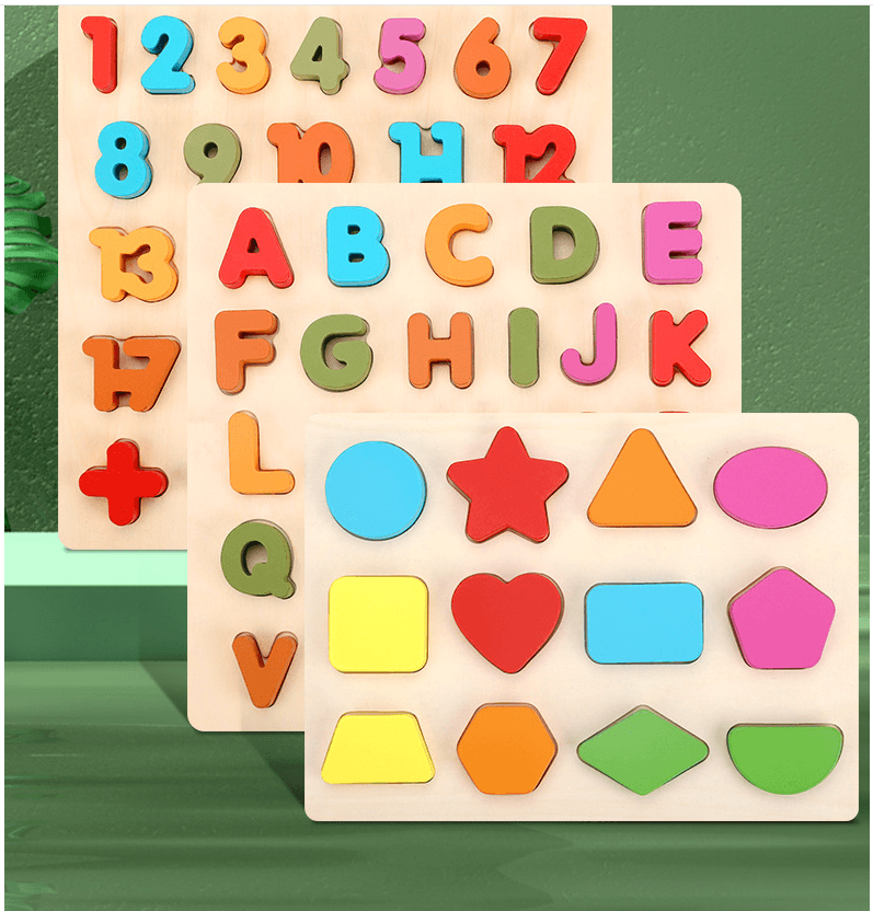 Wooden Colorful Digital Letters Cognitive Learning Toys - Mubimart