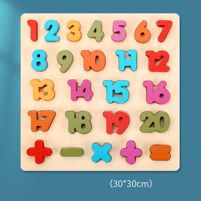 Wooden Colorful Digital Letters Cognitive Learning Toys - Mubimart