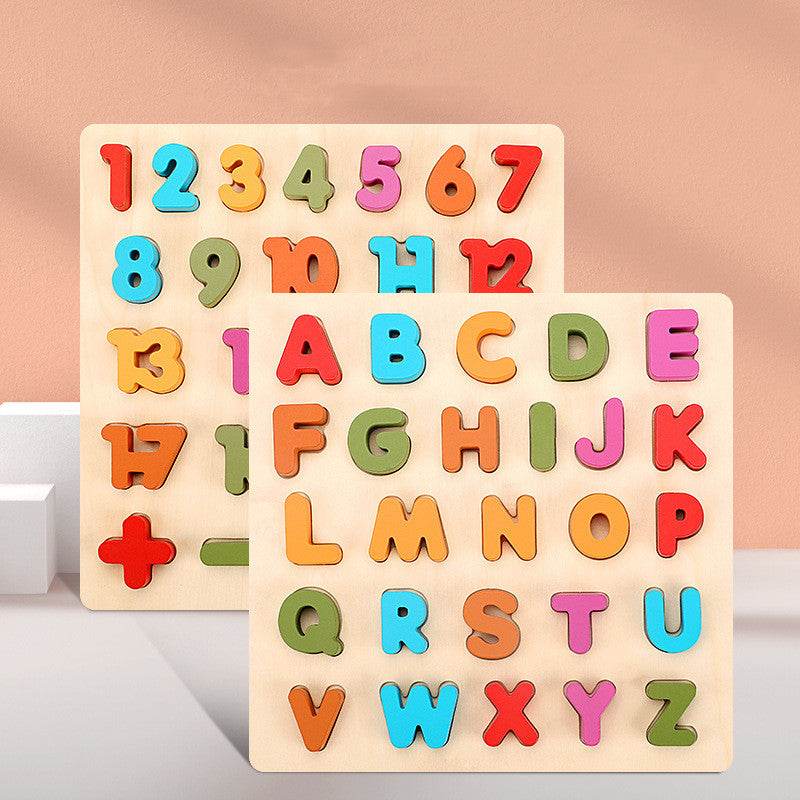 Wooden Colorful Digital Letters Cognitive Learning Toys - Mubimart