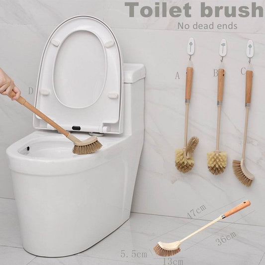 Wooden Household Handle Toilet Brush Cleaning Tools Bathroom Cleaning Brush Kitchen Floor Cleaner Brushes - Mubimart