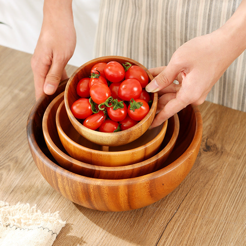 Wooden Rice And Noodle Fruit Salad Bowl - Mubimart - Wooden Bowl 