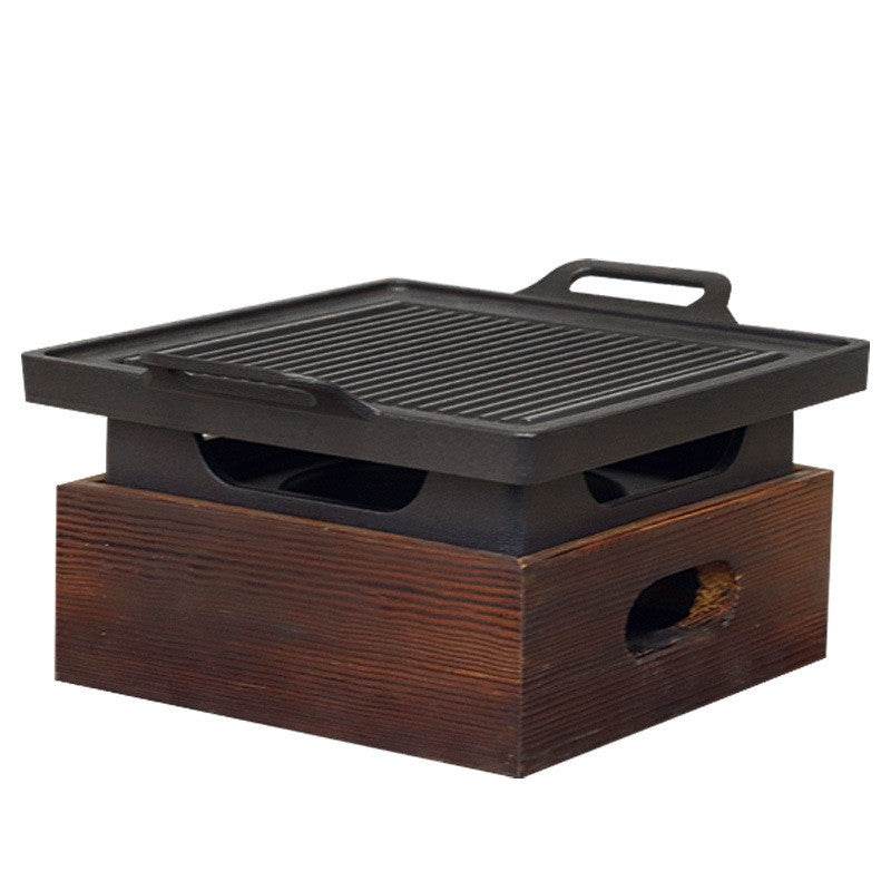 Wooden Seat Korean Style Grill Pan Grill Household Smokeless - Mubimart