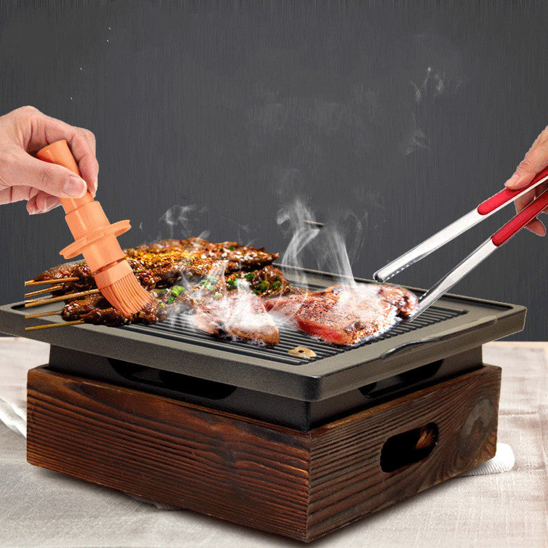 Wooden Seat Korean Style Grill Pan Grill Household Smokeless - Mubimart - Indoor grills 