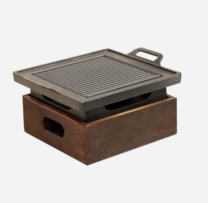 Wooden Seat Korean Style Grill Pan Grill Household Smokeless - Mubimart