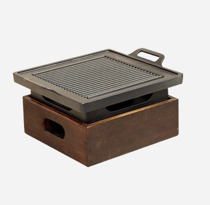 Wooden Seat Korean Style Grill Pan Grill Household Smokeless - Mubimart -  