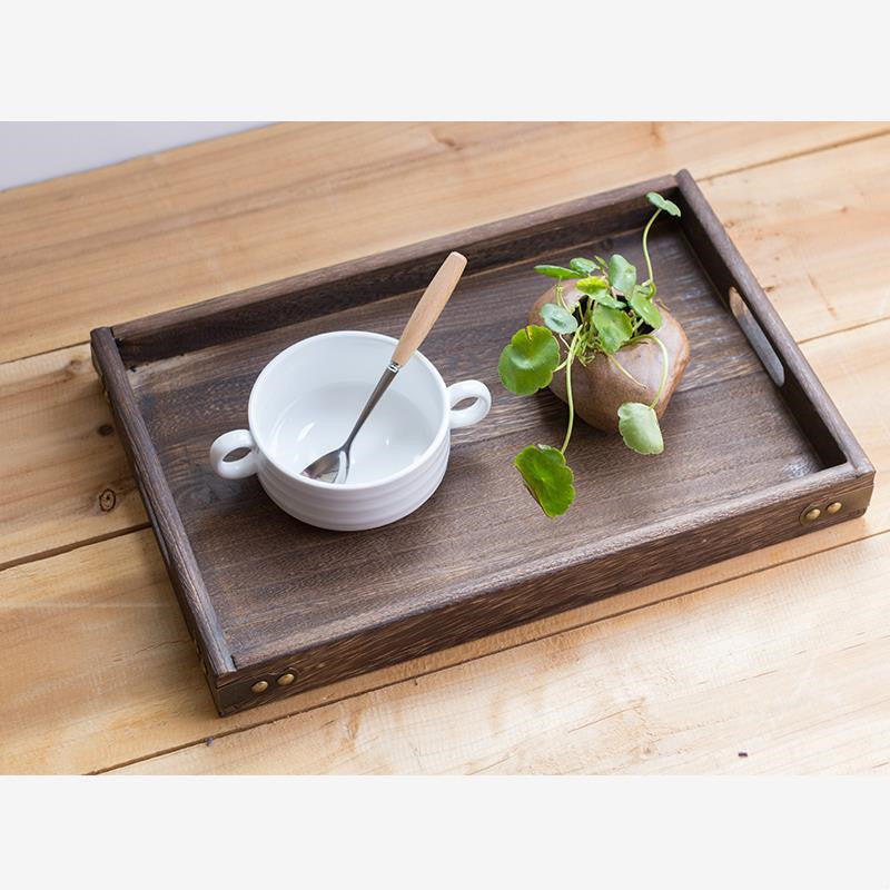 Wooden Tea Tray Household Rectangular Tray Water Cup Fruit Tray - Mubimart -  