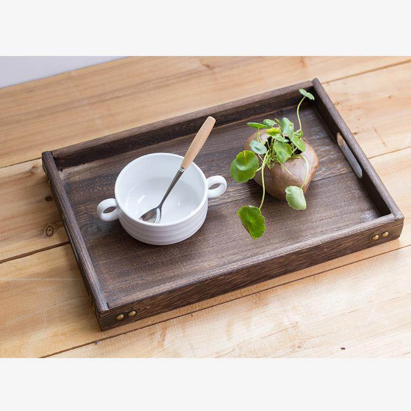 Wooden Tea Tray Household Rectangular Tray Water Cup Fruit Tray - Mubimart