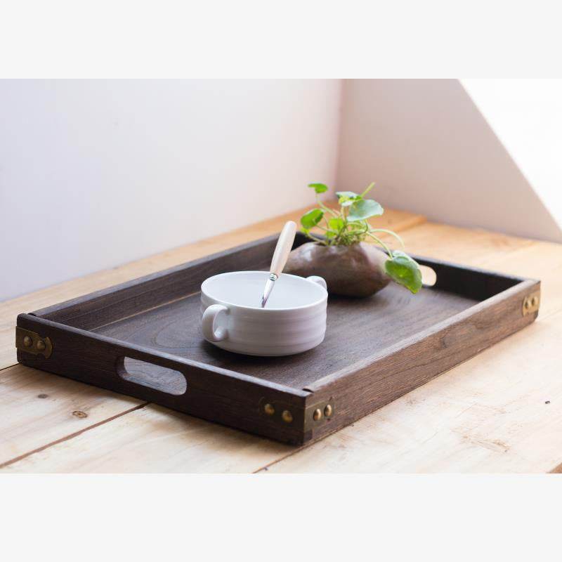 Wooden Tea Tray Household Rectangular Tray Water Cup Fruit Tray - Mubimart