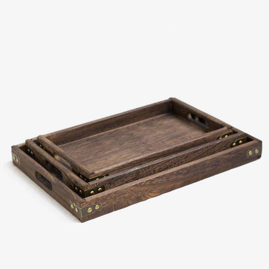 Wooden Tea Tray Household Rectangular Tray Water Cup Fruit Tray - Mubimart