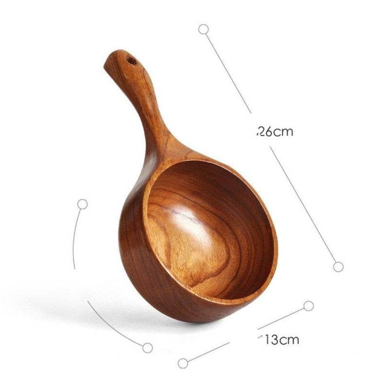Wooden Water Scoop Creative Wooden Bowl With Handle - Mubimart