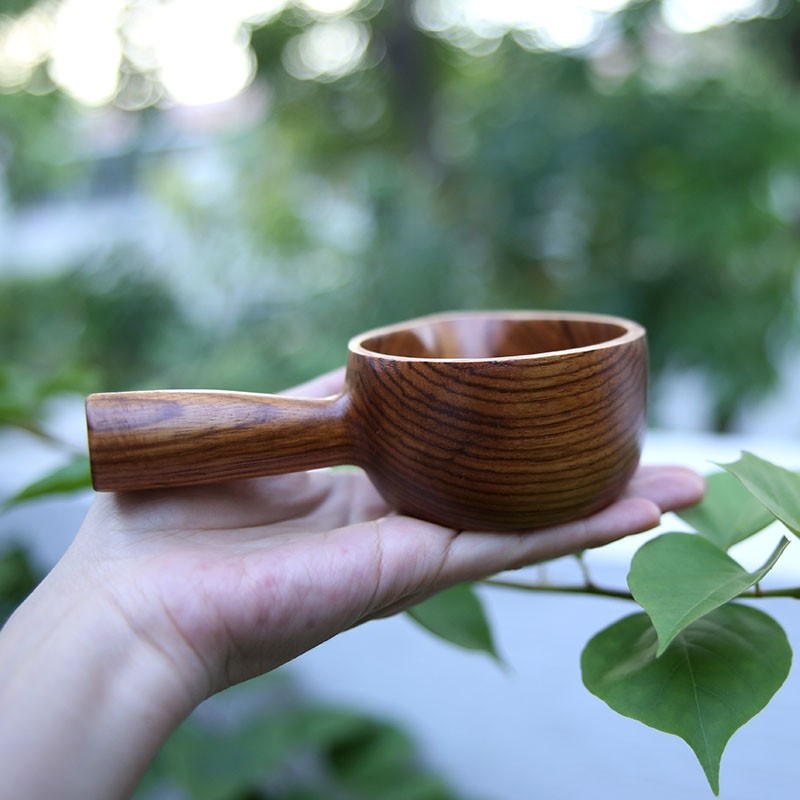 Wooden Water Scoop Creative Wooden Bowl With Handle - Mubimart -  