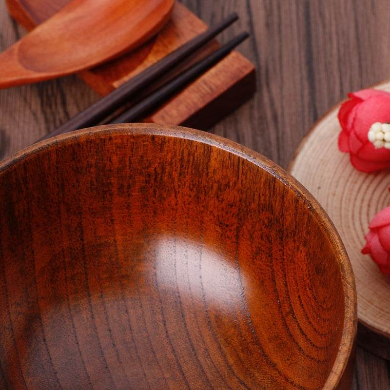 Wooden round wooden bowl - Mubimart