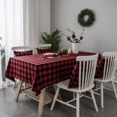 Woven Black And White Plaid Tablecloth Tablecloth Mubimart